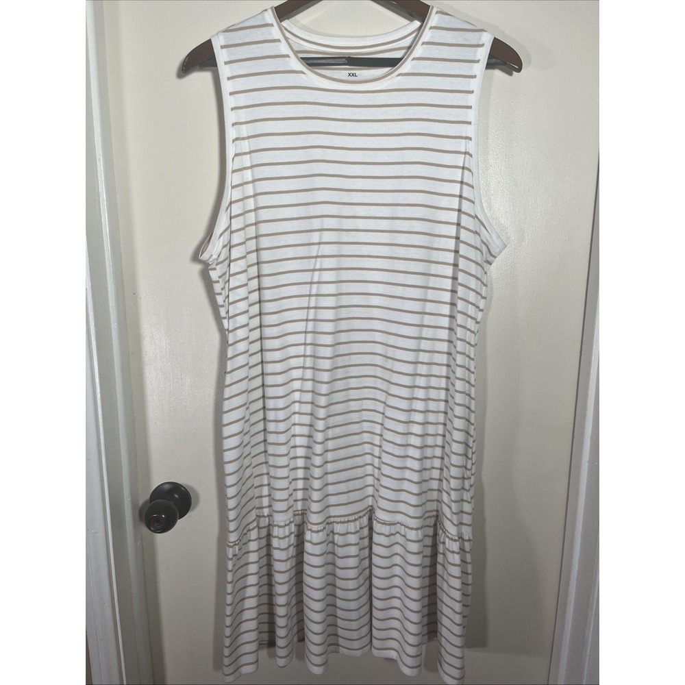 Sonoma Sundress Drop‎ Waist Dress White/tan Striped XXL
